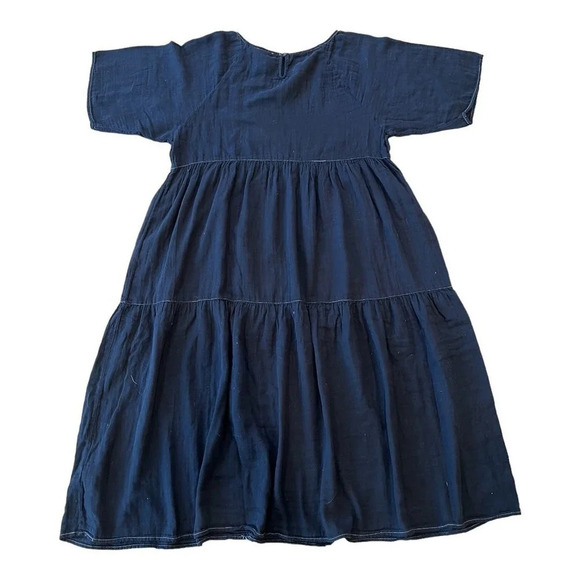 JOHNNY WAS Calme Black Raglan Tiered Cotton Gauze Dress - Picture 4 of 8